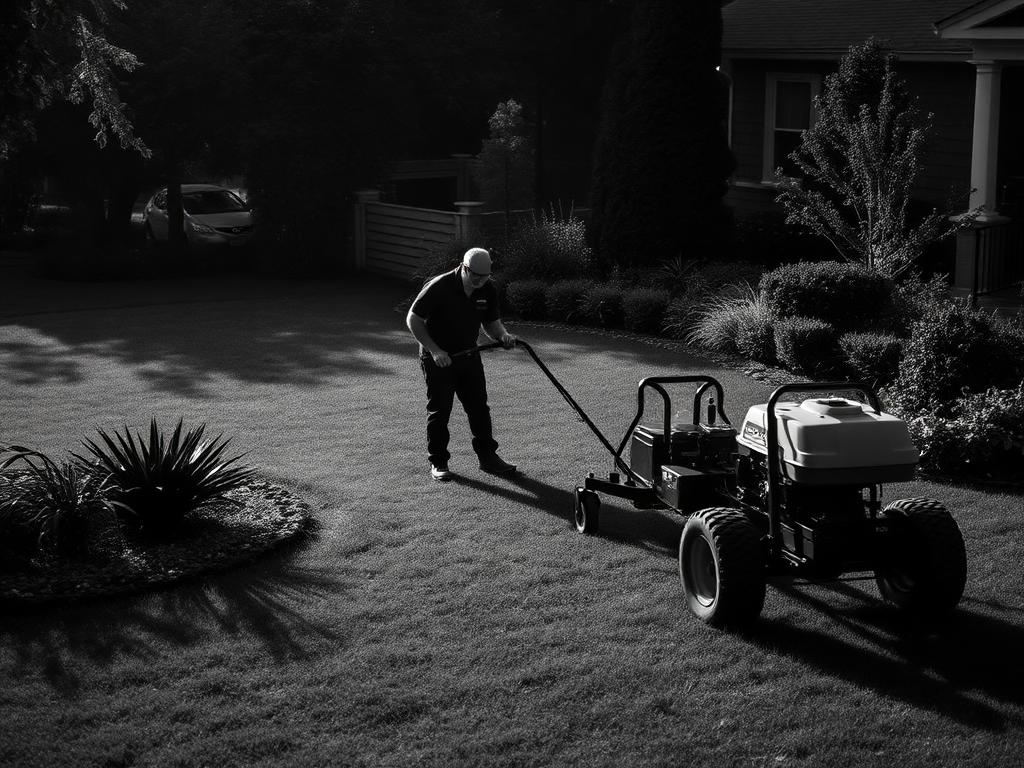Landscaping professional at work